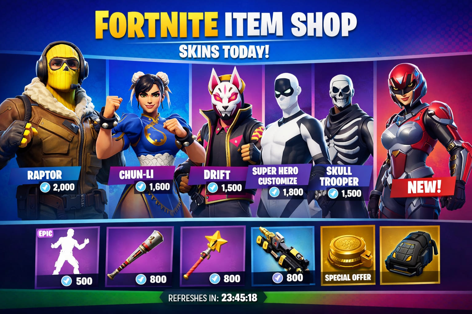 أحدث سكنات Fortnite في متجر اليوم