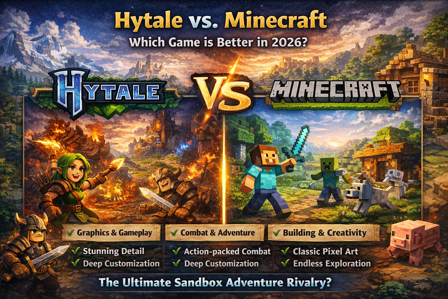 Hytale vs Minecraft comparison sandbox games 2026