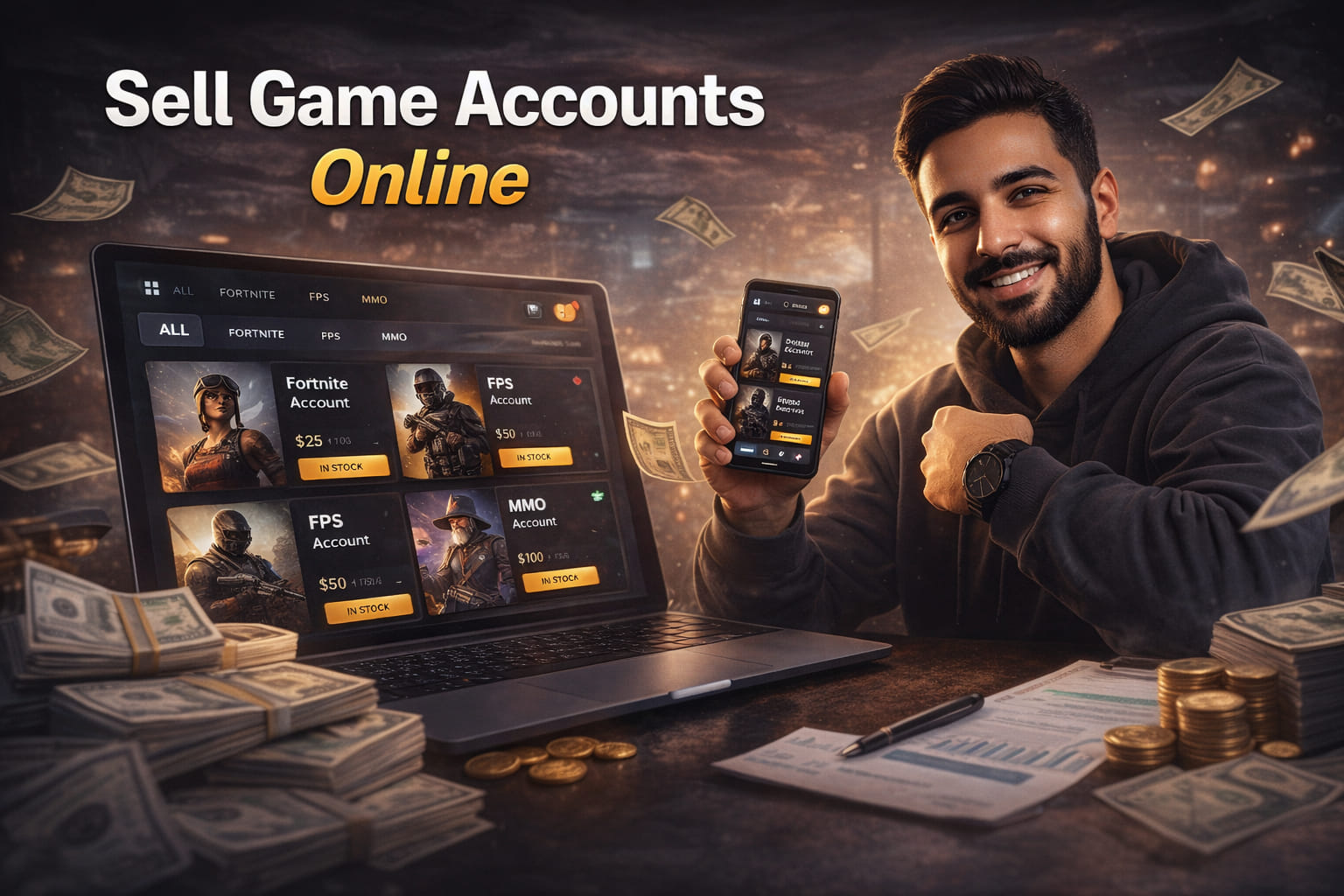 بيع حسابات الألعاب والمنتجات الرقمية عبر متجر مجاني مع نظام احترافي