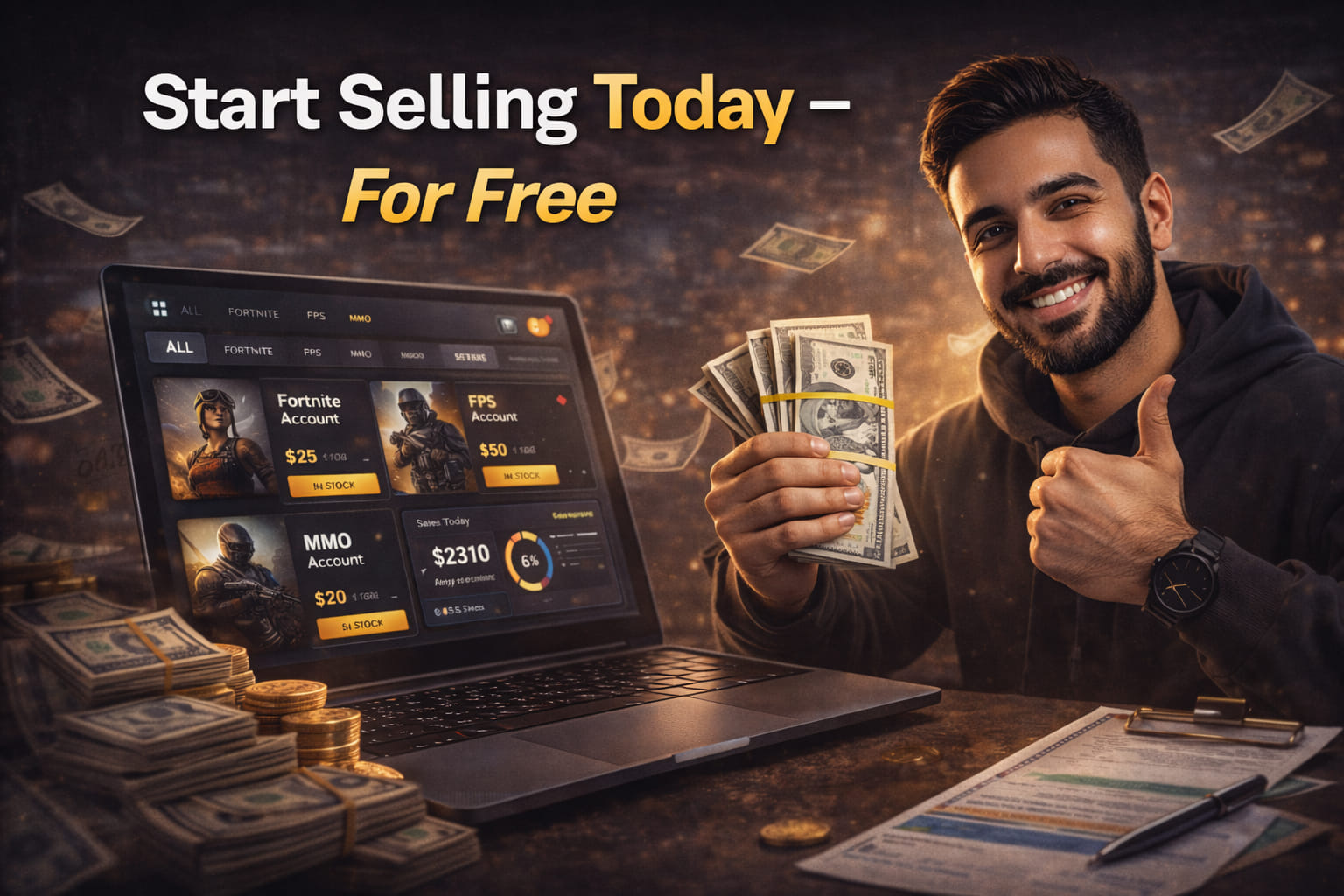 ابدأ البيع اليوم عبر متجر مجاني للمنتجات الرقمية مع إعداد سريع